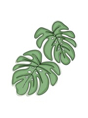 Monstera Leaves Illustration &ndash; Text Overlay Printable Art