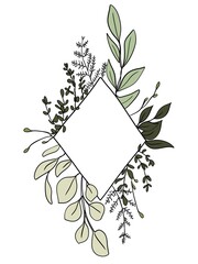 Geometric Floral Frame Illustration &ndash; Text Overlay Printable Art