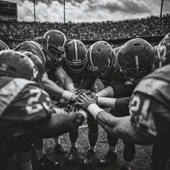 Football team huddle for strategy