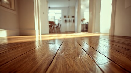 Refinished Hardwood Floor with Sunlight, Open Doorway, and Clean Interior Space, Residential and Commercial Appeal