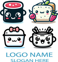 Kawaii logo icon vector white background .