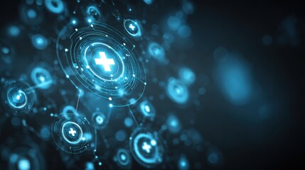 digital healthcare network glowing blue