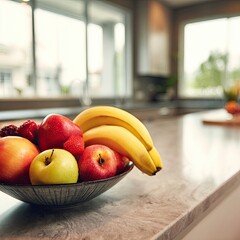 Fresh fruit bowl on kitchen counter 2