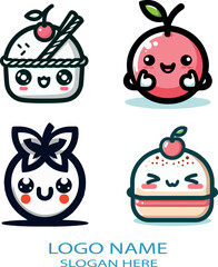 Kawaii logo icon vector white background .