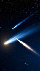 Obraz premium Two comets streak across a night sky