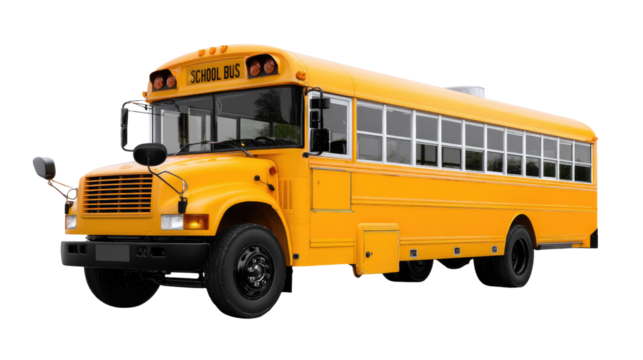 School Bus: A classic yellow school bus, the quintessential symbol of education, transports children with safety and reliability. Capturing the essence of school days and journeys of learning.