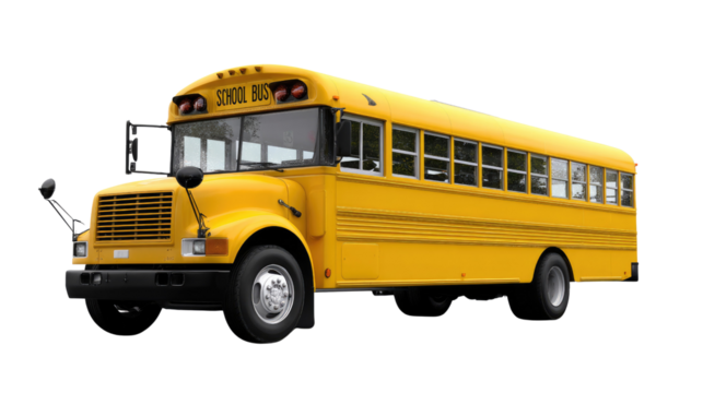 Yellow School Bus: A vibrant, yellow school bus stands prominently, ready to transport young learners to a day of education and discovery.