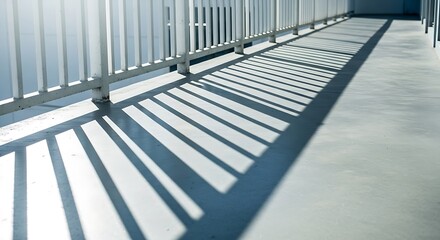 Obraz premium Geometric shadows cast by metal railing on a concrete ramp