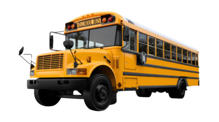 Yellow School Bus: A classic yellow school bus, ready to transport children safely, showcasing its robust build and iconic design.