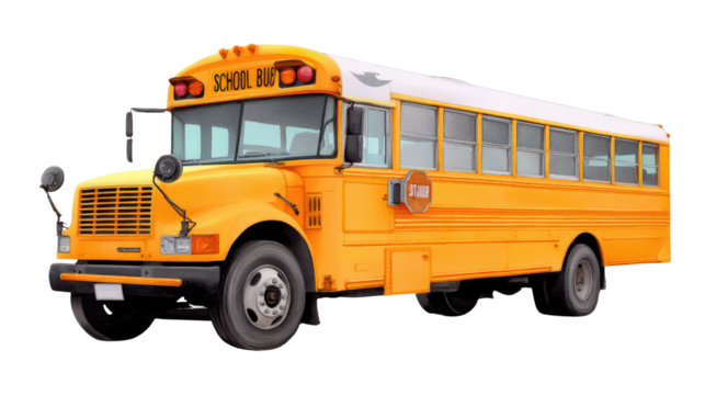School Bus at Daytime: A vibrant yellow school bus stands stationary in an outdoor environment. This image captures the essential elements of school transportation.