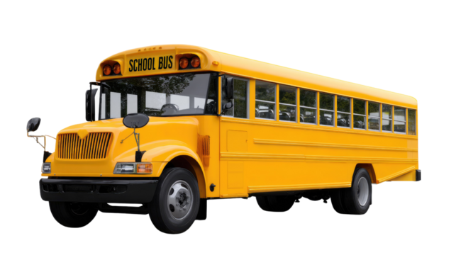 Yellow School Bus: Capturing the iconic image of a yellow school bus, ready to transport students, with an inviting appeal to education and the pursuit of knowledge.