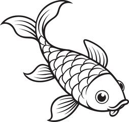 Black and White Koi Fish Illustration carp aquatic