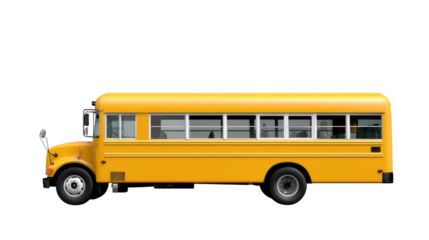 Yellow School Bus: A vibrant yellow school bus stands in stark relief, showcasing its robust design and quintessential role in transporting students