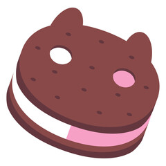 Bear shaped chocolate donut. Vector