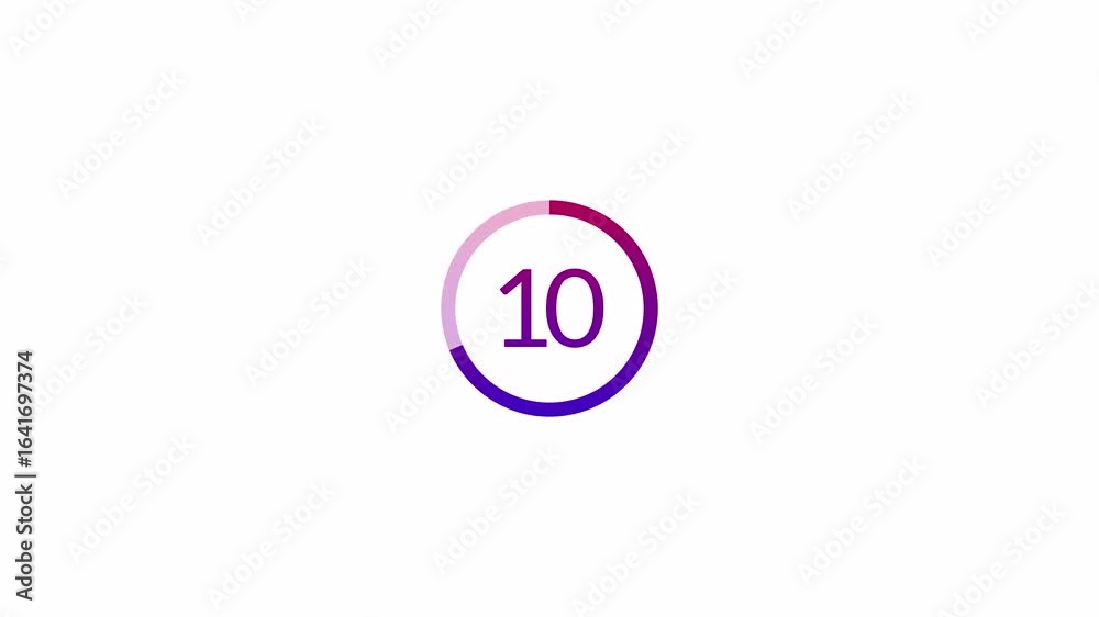 Wall mural 15 second countdown with circle animation .15 to 0 second countdown timer with alpha channel