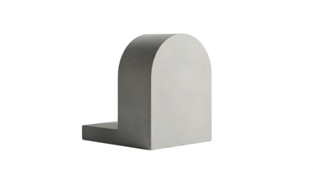 Gray concrete sculpture features soft, even light and grainy texture. Use it for product staging, branding, or architectural presentation.