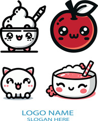 Kawaii logo icon vector white background .