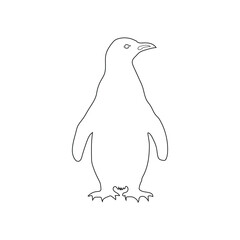 Penguin Silhouette Line Art  Black and White Vector