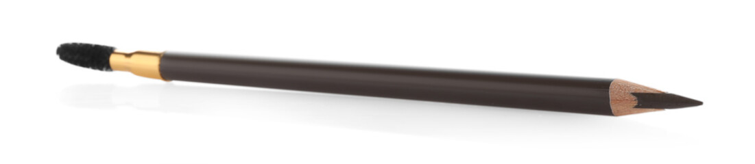 One brown eyebrow pencil with brush isolated on white