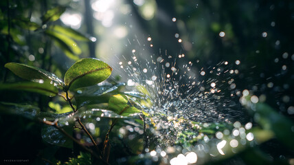 Morning dew clings to a delicate leaf, a beautiful close-up moment of serene nature and fresh beginnings.