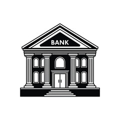 Bank institution building silhouette
