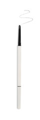 One eyebrow pencil and strokes isolated on white, top view