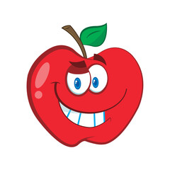 Isolated cute happy apple character Vector