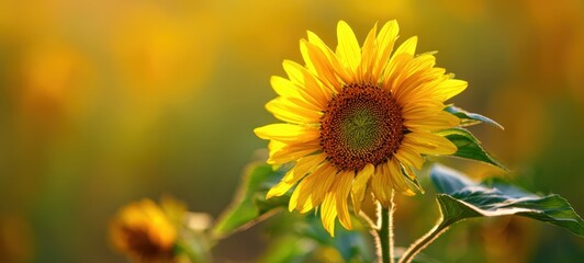 Fototapeta premium The Vibrant Sunflower Standing Tall in a Radiant Field