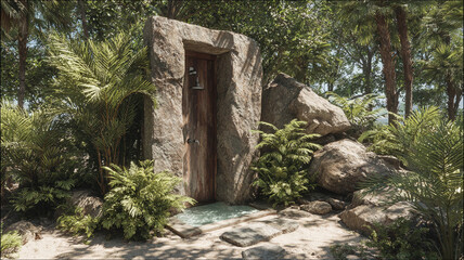 An ancient stone structure with rough textures, highlighting the enduring beauty of rock and natural architecture.