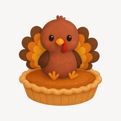 Cute turkey on pumpkin pie.