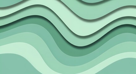 Fototapeta premium Abstract Green Wave Background Modern Layered Paper Design for Wallpaper Website and Branding