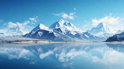 mountain lake in the morning