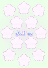 Printable “About Me” Page with Flowers — Cute Journal and Planner Template for Personal Traits, Self-Reflection, Notebook and Scrapbooking
