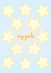 Printable “My Goals” List Template with Stars — Goal Setting Planner Page, Journal Worksheet, and Scrapbook or Notebook Insert.
