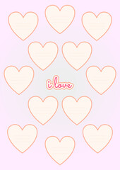 Printable “I Love” List Template with Hearts — Cute Planner, Journal, Notebook and Scrapbook Page for Gratitude, Affirmations, and Favorite Things.