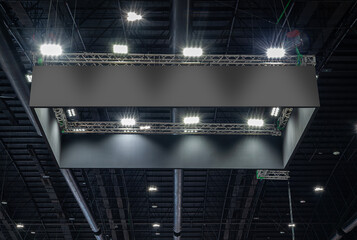 Hanging black horizontal billboard with clipping path for mock up