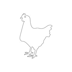 Hen Line Art Vector Minimal Outline Illustration.