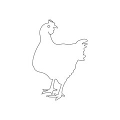 Hen Line Art Vector Minimal Outline Illustration.