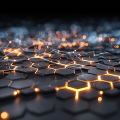 Obraz premium glowing hexagons network connection