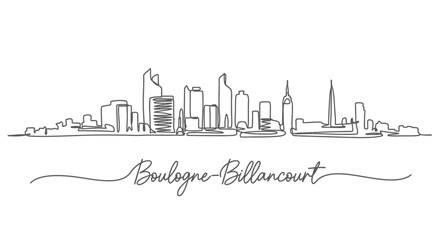 Obraz premium BoulogneBillancourt Skyline with France, and Line Art.