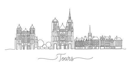 Fototapeta premium Tours with France Skyline Architecture Landmark.