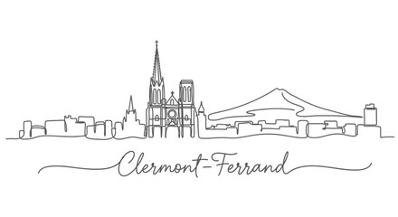 ClermontFerrand Skyline with France, Line Art, and Cityscape.