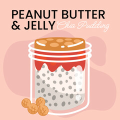 Peanut Butter Jelly Chia Pudding Dessert Illustration