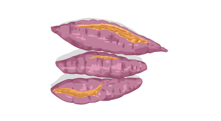 Delicious and soft sweet boiled purple sweet potato