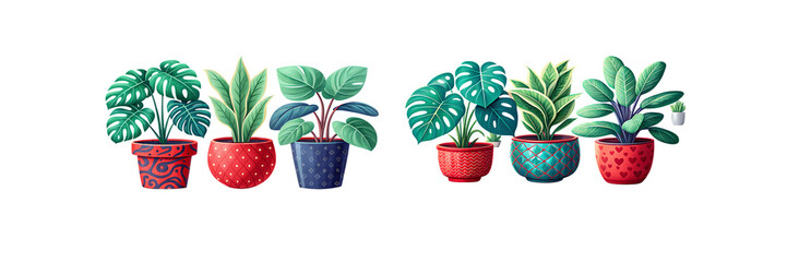 Obraz premium houseplants in decorative pots isolated on transparent background