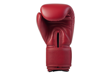 Red boxing glove isolated on transparent background. Red boxing glove shown in the front view on a white background.