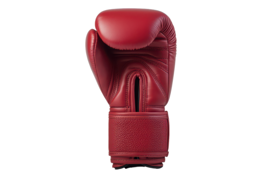 Red boxing glove isolated on transparent background. Red boxing glove shown in the front view on a white background.