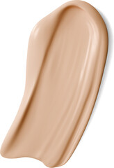 Beige foundation cream swatch, skincare cosmetic drop, liquid powder or bb creme. Isolated realistic 3d vector smooth beige concealer stroke. Creamy cosmetics glossy finish, beauty skincare product