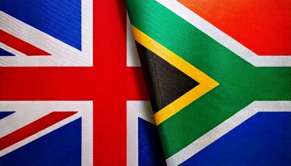 イギリスと南アフリカの国旗。(UK flag and South Africa flag.)
