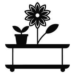 Florist element isolated flower shelf on white background 